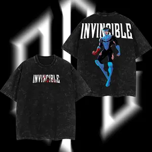 SuperStyle Men's Classic Apparel, Limited Edition Emperor Mark Grayson Invincible War Comic Double-Printed Oversize Lightweight Acid-Washed Seamless Short-Sleeve Menswear TV Series Graphic T-Shirt
