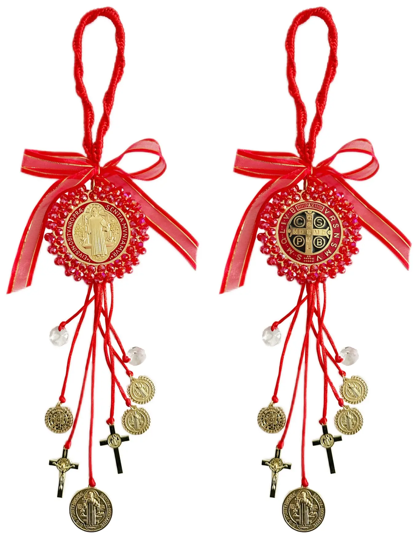 2Pcs Catholic Christmas Gift Set, Medalla De San Benito Escapulario, St Benedict Medal for Door & Car, Home Door Hanger Decoration, Hanging Ornament, Religious Ornaments, Decorative Ornaments, Holiday Ornament