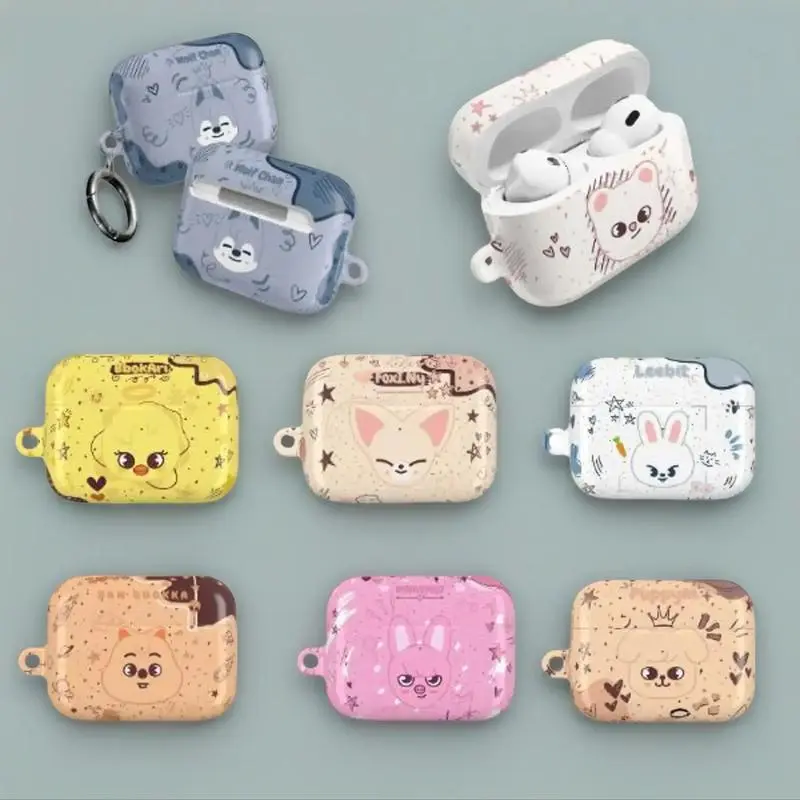 Trending Idol-Inspired Animal Mascot AirPods Case – Wolf, Quokka, Chick, Bunny & Cat Cartoon Doodle Cover for AirPods 1/2/3/4, AirPods Pro 1/2/3