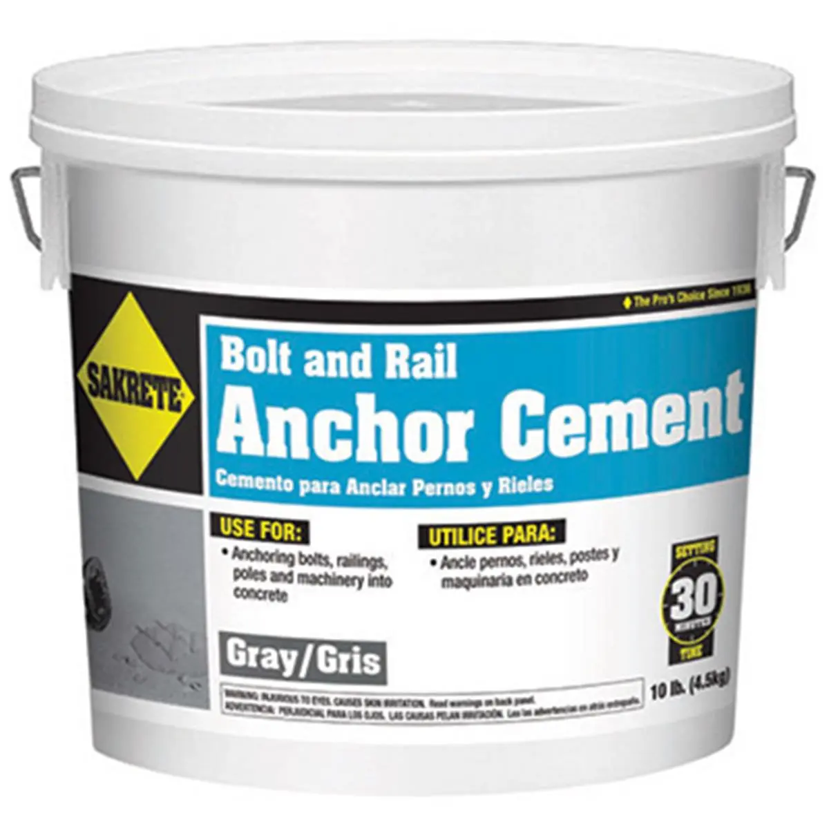 212 MAIN Sakrete 60205003 Rapid Setting Anchor Cement - 10 lbs, 18 l x 9 w x 11 h in, for Securing Railings, Poles & Machinery Into Concrete, Brick & Stone With Anchor Bolts
