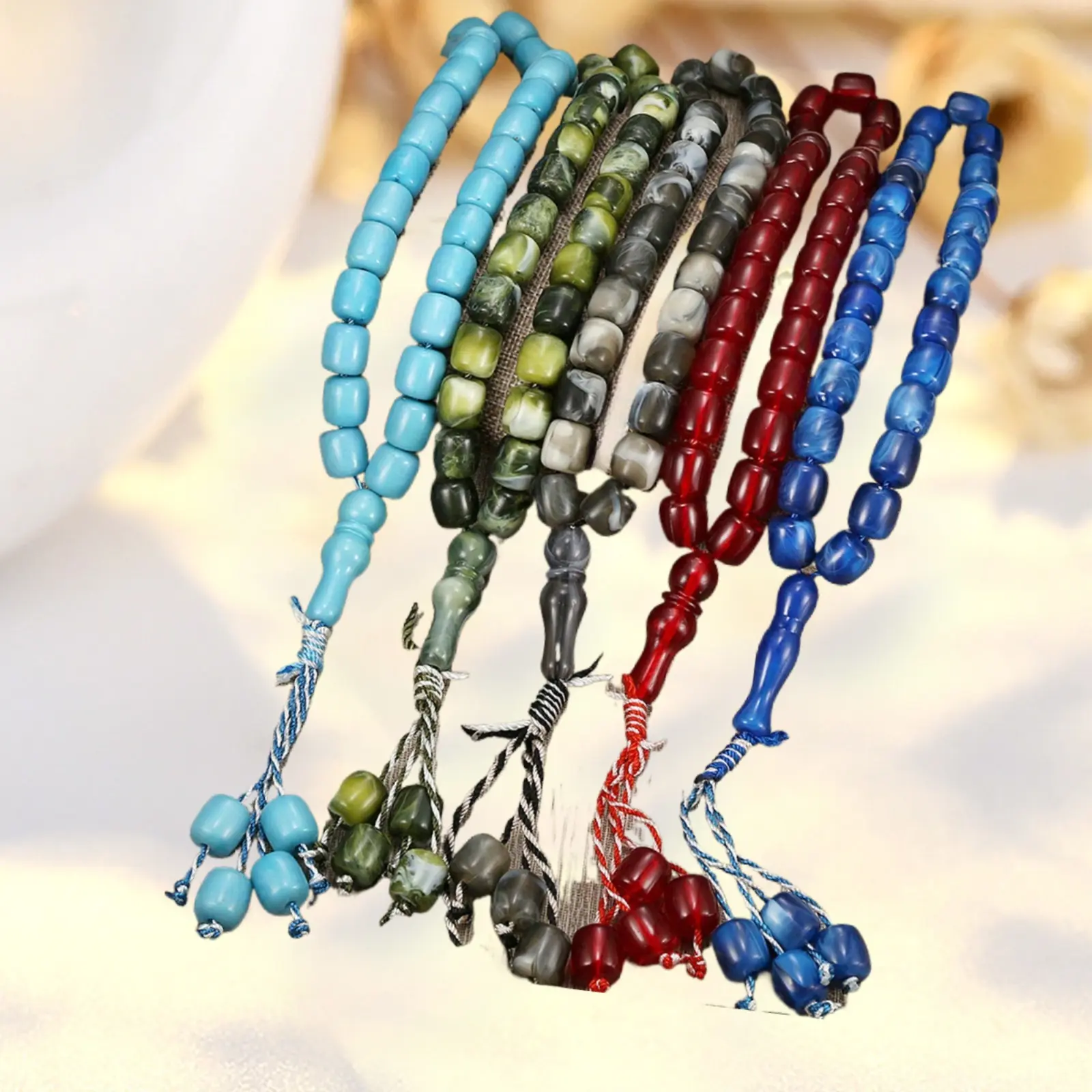 Acrylic Islamic Prayer Beads, 33-Bead Tasbih for Daily Wear and Devotion, Religious Accessory for Ramadan, Acrylic Chain, Beaded Bracelet