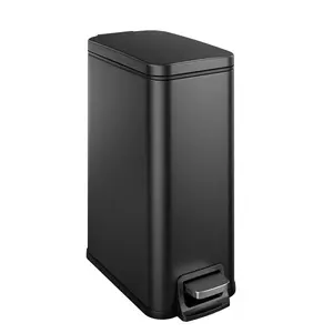 Slim bathroom trash can with soft close lid 16 gallon stainless steel garbage can with removable inner bucket durable step pedal small trash bins for toilet bedroom kitchen office