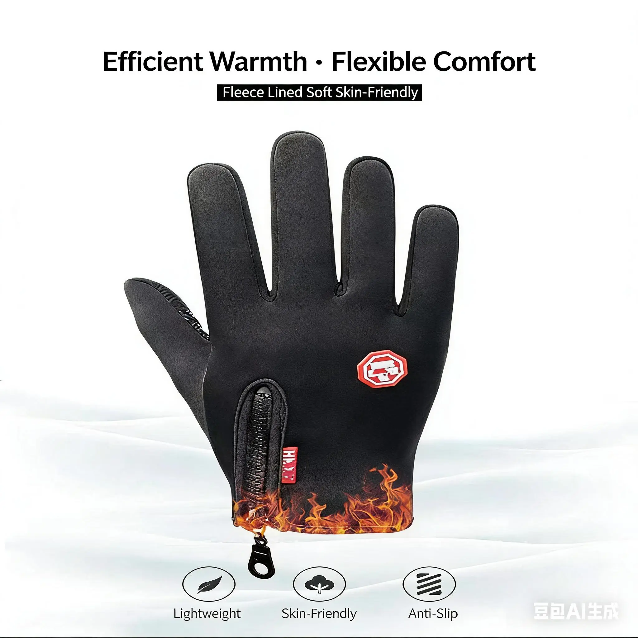 Unisex Touchscreen-Safe Winter Cleaning Gloves - Waterproof, Windproof, Warm, Non-Slip, Lightweight, Flexible, Zip-Closure, Works Under Coats for Skiing, Ebike, Running Errands, 1 Size Fits Most