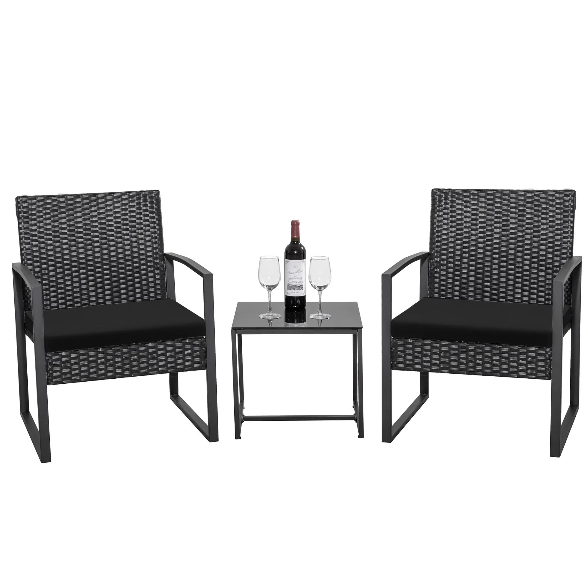 HOMALL 3-Piece Outdoor Patio Furniture Set, Casual Wicker Rattan Patio Chairs Set with Coffee Table HOMALL 3-Piece Outdoor Patio Furniture Set, Casual Wicker Rattan Patio Chairs Set with Coffee Table