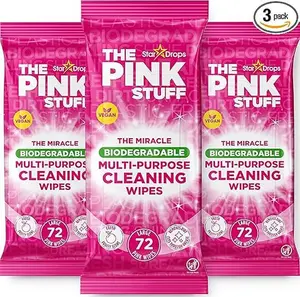 Stardrops The Pink Stuff Miracle Multi-Purpose Cleaning Wipes – 216 Count – Tough on Grease, Grime, and Dirt – All-Purpose Cleaner for Kitchen, Bathroom, and More
