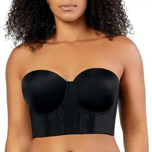 PARFAIT Elissa P50116 Women's Non-slip Full Bust and Full Figure Supportive Seamless Foam Padded Strapless Longline Bra and Bustier Top