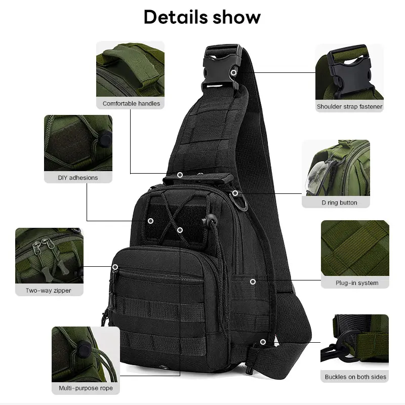 JUMAHE Tactical Camo Crossbody Bag, Unisex Multi-Functional Shoulder Pouch for Hiking, Camping & Travel, Velcro, Camouflage, Casual Wear, Camo Print, Crossbody Sling Bag, Messenger Bag