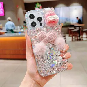 Diamond Case for iPhone 17 Pro Max 16 15 Pro Max 14 13 12 11 Pro Max Plus XS 8 7 Plus  Bow Bling Rhinestone Bling Phone Cover