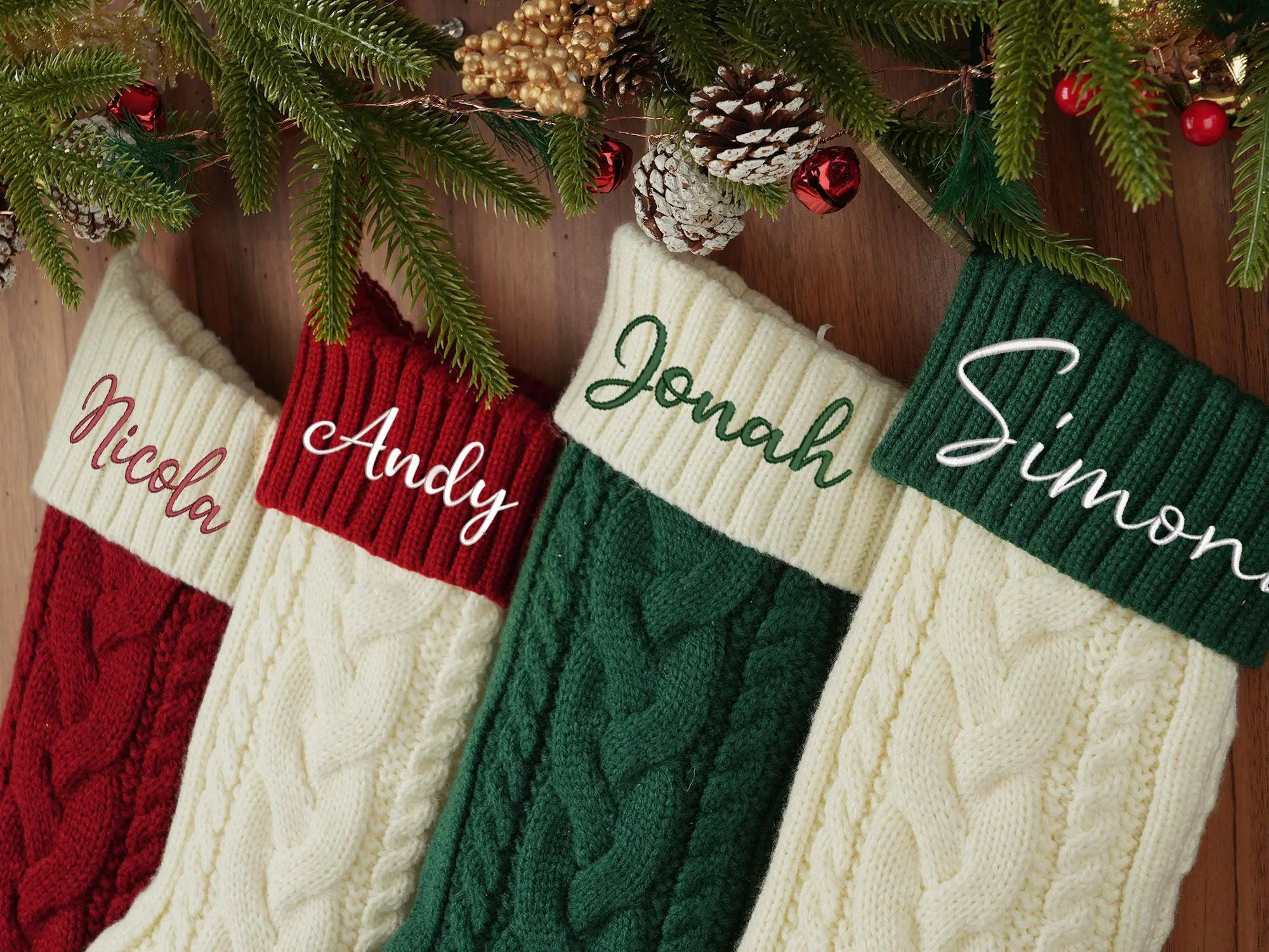 2024 Christmas Family Stocking knitted Stockings With Name personalized Family Christmas Stockings embroidered Christmas Stocking christmas