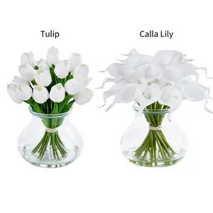 VeriNatural Realistic Silk Tulip/ Calla Lily  in Vase – Faux Flowers for Living Room, Table & Party Decoration 【SummerVibes】