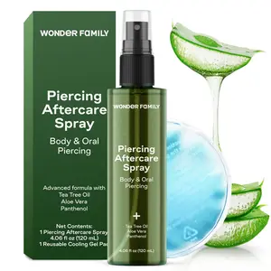 Piercing Aftercare Spray - Sterile Saline Solution for Piercings with Panthenol & Tea Tree Oil for Piercing Bumps - 4 Fl Oz