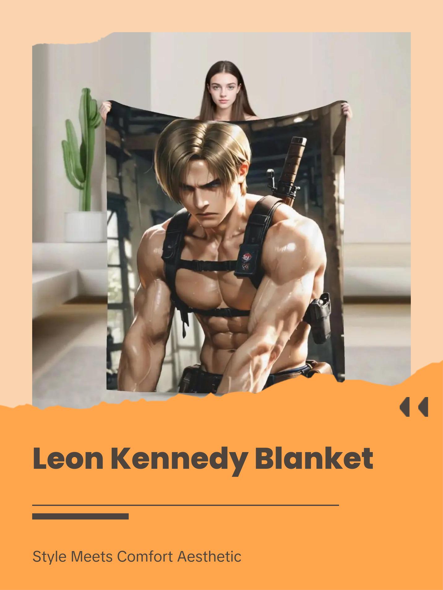 Resident Evil Leon Kennedy Dark Portrait Flannel Blanket Rose Graphic Decorative Throw For Gaming Room Dorm Bedroom