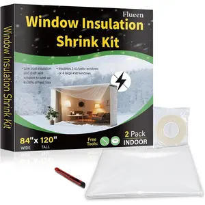 Large Patio Door Shrink Film Window Insulation Kit Cuttable Adhesive Transparent Thicken Thermal Waterproof Insulation Cover for Warm Winter 2Pack 84"W x 120"T