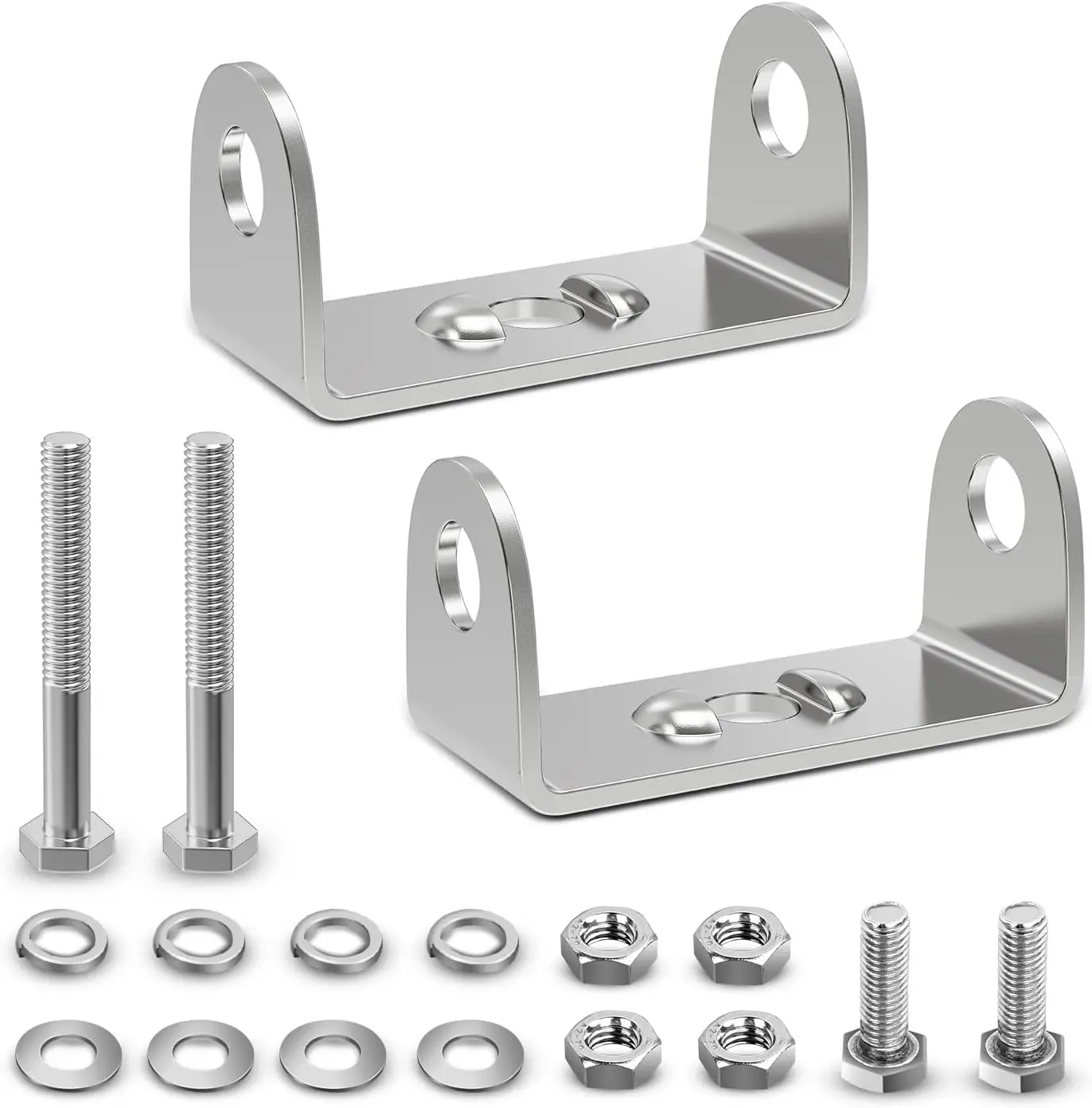 Nilight 2PCS Stainless Steel Adjustable 180-Degree Outdoor Mounting Base Brackets with Screws, Rust-Resistant, Shockproof, Sturdy, Easy to Install, 4.5" Size Front Bumper Car Lighting Bases for 27W/42W Round/Square LED Light Bars, Tractor Use