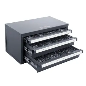summervibes VEVOR Drill Bit Dispenser Cabinet, Three-Drawer Drill Bit Organizer Cabinet for 1mm to 13mm, Steel Drill Dispenser Organizer Cabinet with Labels, Stackable Drill Dispenser for Drill Bit Storage