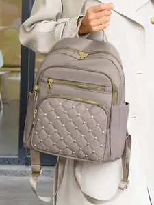 New Feature Backpack Laptop Bag Large Capacity Multi-Layer Fresh Argyle Pattern Oxford Cloth Unisex Casual Trendy Bookbag Travel Backpacks Laptop Compartment Backpack
