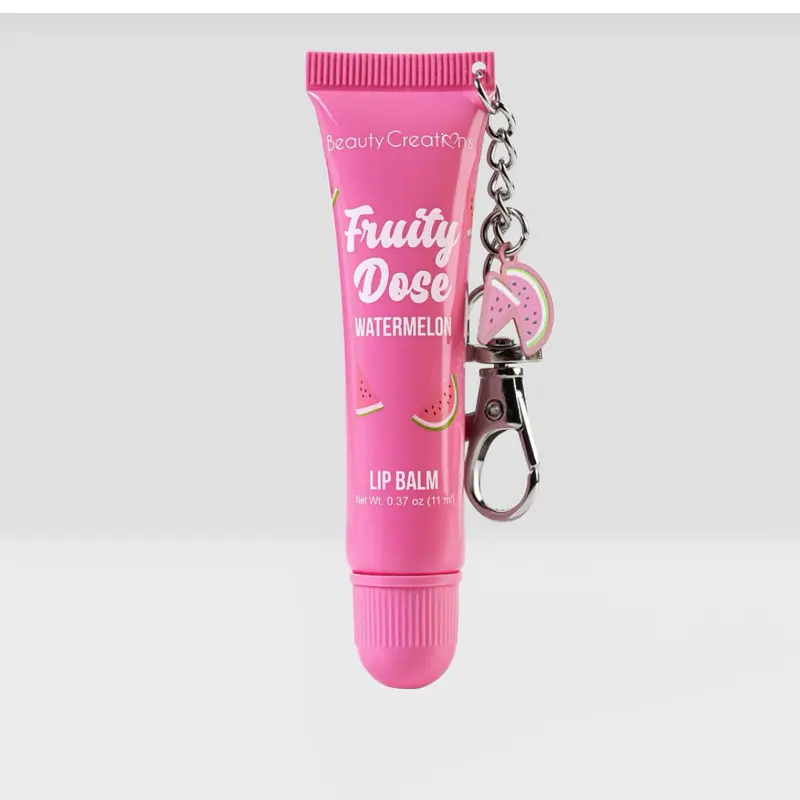 Beauty Creations Fruity Dose Watermelon Lip Balm with Keychain Charm 0.37 oz Fruity Moisturizing Lip Care