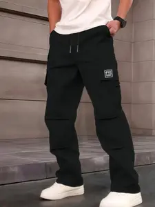 Men’s casual solid-color athletic pants — casual cargo pants with multiple flap pockets, a drawstring waist, polyester fabric, outdoor work pants, running pants, camouflage casual cargo pants with pockets — 100% polyester, non-stretch solid color, regular