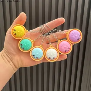 Gift for Her/Him Keyrings Pack, Cute Dumpling Keychains Bulk for Classroom Prizes Goodie Bag Stuffers, Bun Dumpling with Steamer Keyrings Ornaments Bag Charms Pendants for Birthday Mother's Day Gifts, Treasure Chest Box Prizes, Random Colors