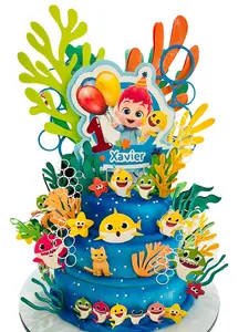 Bebefinn and baby shark theme inspired cake topper kit