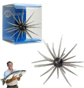 Floating TPR Swimbait with Reflective Stars,Tentacle Creature Lure, Sea Urchin Style Soft Plastic Baits, for Bass Fishing Drop Shot, Wacky Rig/Neko Rig and Finesse, Slow Sinking