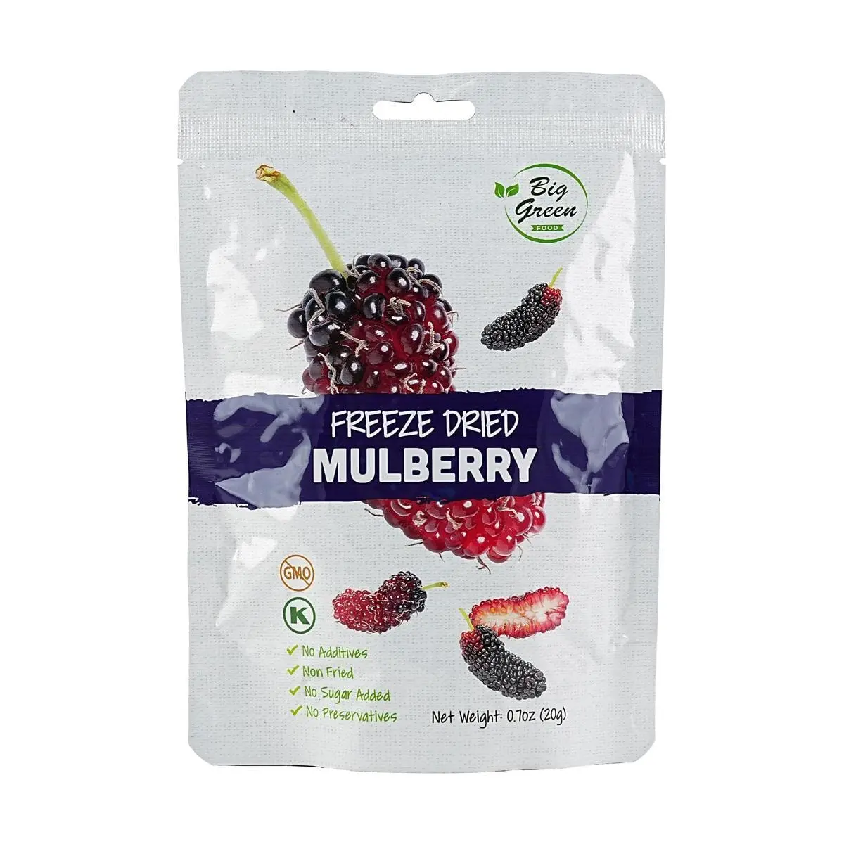 BIG GREEN Freeze Dried Mulberry 20g - 100% Natural Fruit Snack, Zero Sugar, No Additives BIG GREEN Freeze Dried Mulberry 20g - 100% Natural Fruit Snack, Zero Sugar, No Additives