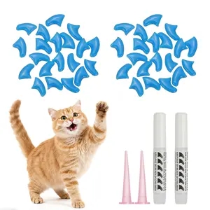 PETAXCELL Cat Nail Caps, Cat Claw Covers with Adhesive Glue and Applicators, Kitten Claw Caps Soft Paws, (40pcs, XS, Blue), Intended for Pet Tips /  Nail Covers / Control Paws