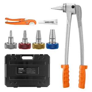 Summervibes VEVOR PEX Pipe Expander Tool Kit, Manual Tubing Expansion Tool for 3/8, 1/2, 3/4, 1 PEX Pipes - with 4 Expanding Heads, Pipe Cutter Carrying Case for Radiant Heating Water Plumbing System
