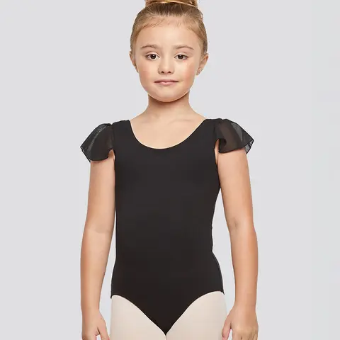 Girls' Cotton Flutter Sleeve Dance Leotard - Toddler Ballet Gymnastics Wear, Slim-Fitting, 8% Spandex, Breathable Stretch Fabric, No Closure, Chic & Versatile Colors, Perfect Fit for Every Age, Sizes 2-3T/7Y/8Y (M/7, L/8)