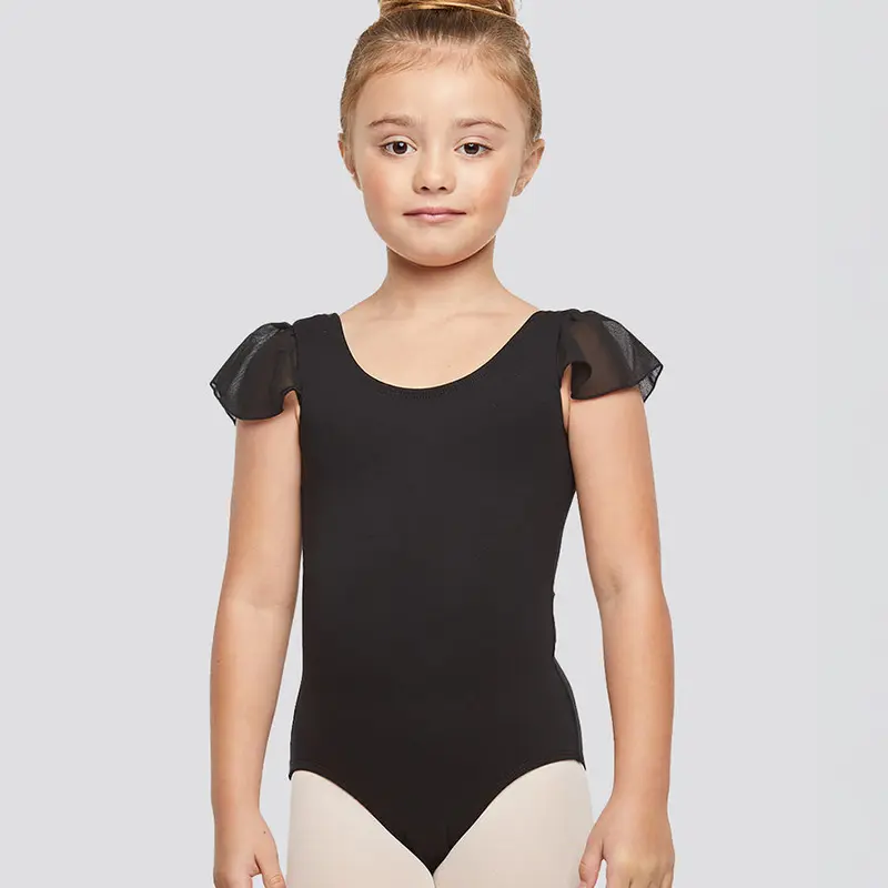 Girls' Cotton Flutter Sleeve Dance Leotard - Toddler Ballet Gymnastics Wear, Slim-Fitting, 8% Spandex, Breathable Stretch Fabric, No Closure, Chic & Versatile Colors, Perfect Fit for Every Age, Sizes 2-3T/7Y/8Y (M/7, L/8)