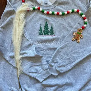 Embroidered Christmas Trees, Merry And Bright, Embroidered Sweatshirt