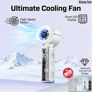 Hangfan handheld fan, portable fan, mist fan, 3000mAh, USB rechargeable, a must-have handheld fan for travel, perfect for camping, outdoor activities and everyday use.