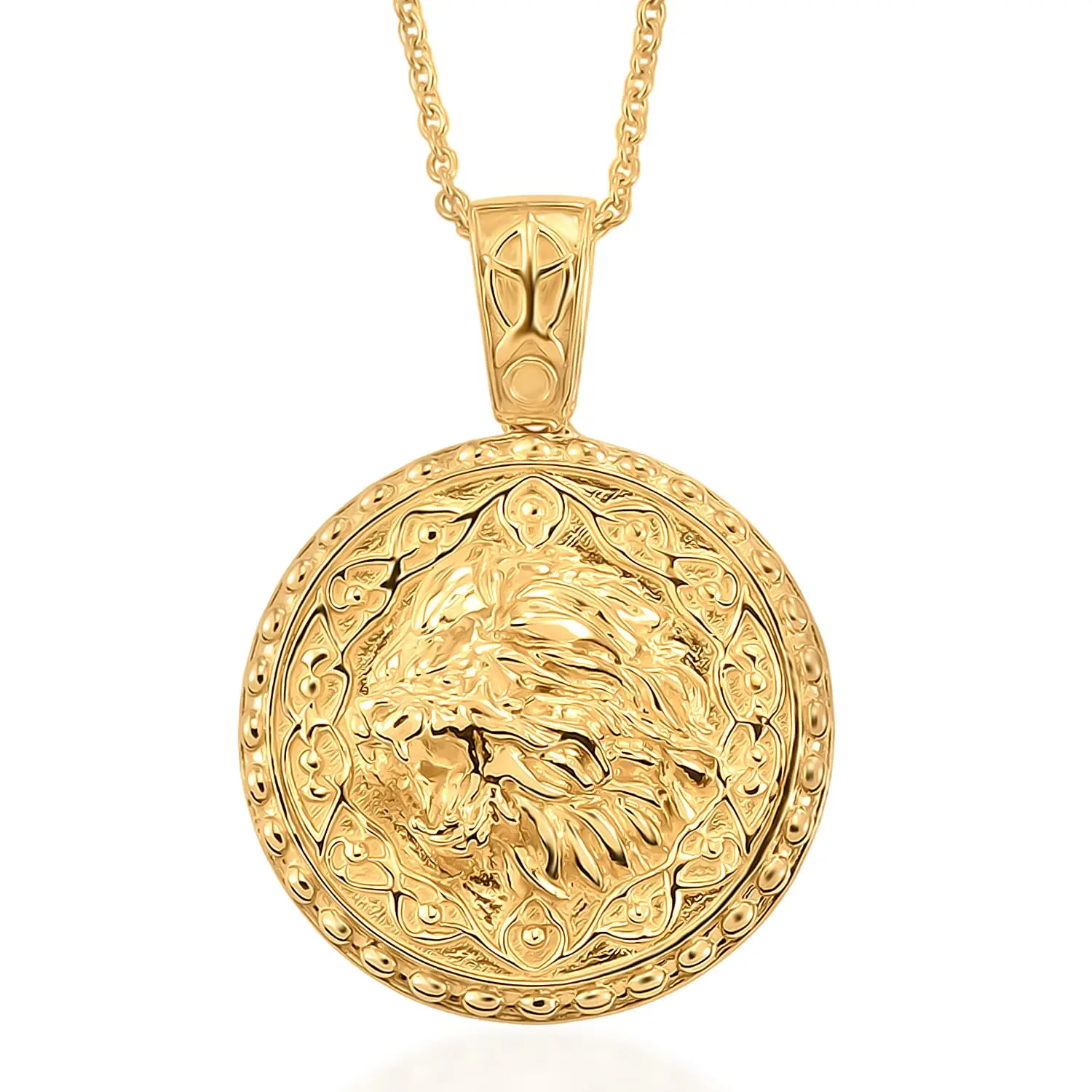 EverTrue Bronzella Collection Pendant in 18K YG Plated Bronze with ION Plated YG Stainless Steel Necklace (20 Inches)