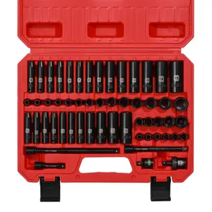 55PCS 1/4 Inch Drive Master Impact Socket Set, Metric/SAE, Deep/Shallow, 6 Point, CR-V, 5/32 Inch - 9/16 Inch, 4mm - 15mm, with Extensions,Adapters,Universal Joint Heavy Duty Wrench#TikTokShopBlackFriday