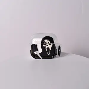 Trendy Skull Face Mask Earphone Case for AirPods Pro3 Earbuds, Wireless Bluetooth-compatible Headset Cover, Anti-Collision Protection, Unisex, Fits AirPods 1/2/3/4, Headphones