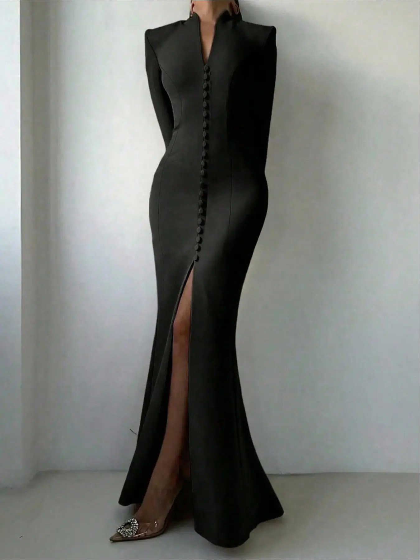 Elegant chic gown formal long sleeve dress elegant formal style for workwear, business commuting, parties, holidays, and dates Womenswear