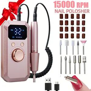 Electric Nail Drill Pen, Nail Drill Machine Set, Nail Art Tools, Nail Drill Machine, LED Display, 32-Speed Variable Speed Control, for Nail Removal, Nail Shaping, Nail Polishing, Nail Art, Cuticle Removal, Filing(USB Power)