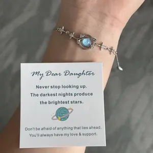 Never Stop Looking Up! Daughter's Universe Planet Bracelet - Shining Star Charm & Inspirational Message Card