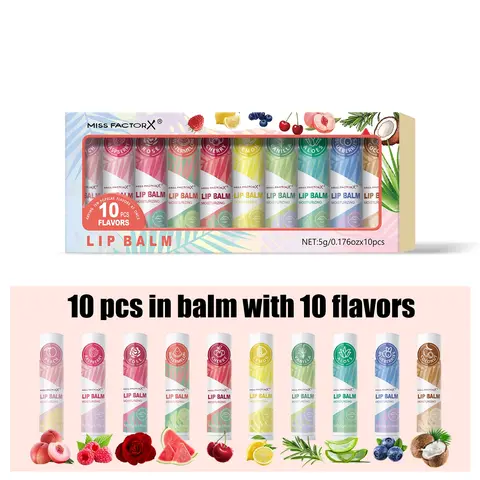 10pcs Hydrating Lip Balm Set, Lip Care, Lip Moisturizer, Nourishing Dry Lips, For Dry Lips, Moisturizing Smoothness, Enhances Lip Color, Low Allergenicity, Perfect Holiday Gift Choice