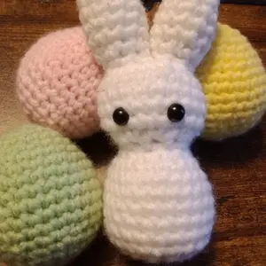 amigurumi easter bunny and three eggs set