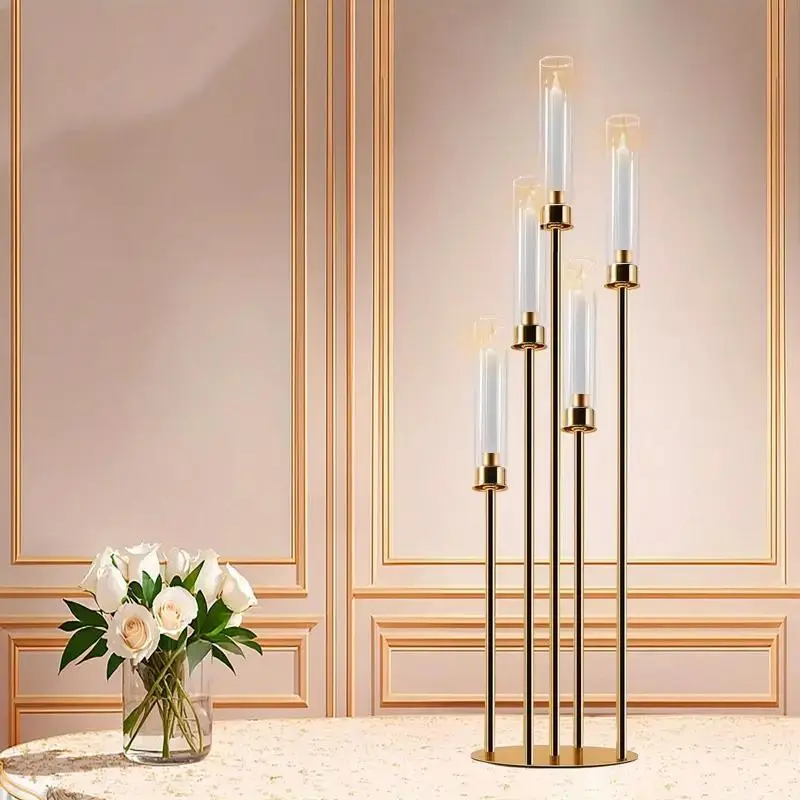5-head Candle Holder, 1 Count Metal Candle Stand, Modern Simple Candle Holder, Candlestick Holders for Home Party Wedding Decoration, Home Decor Supplies, Interior Decoration Accessories, Ornaments, Halloween, Decoration Items