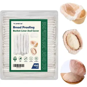 100 Pcs Banneton Liner, Non Woven Non-Stick Bread Proofing Basket Liner, Elastic Cover Prevents Dough from Sticking to Basket