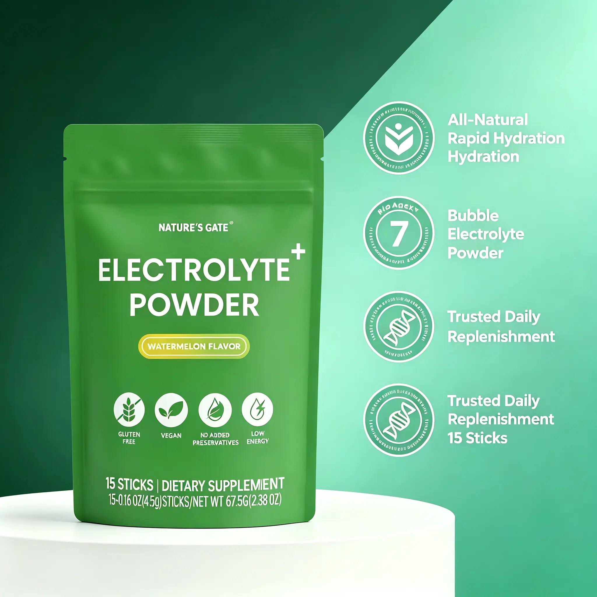 Electrolyte Plus Powder Packets with Natural Minerals, 0-Sugar Hydration Drink Mix for Workouts & Heat Exposure, Supports Wellness & Daily Body Function