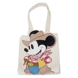 Western Mickey Mouse Canvas Tote Bag