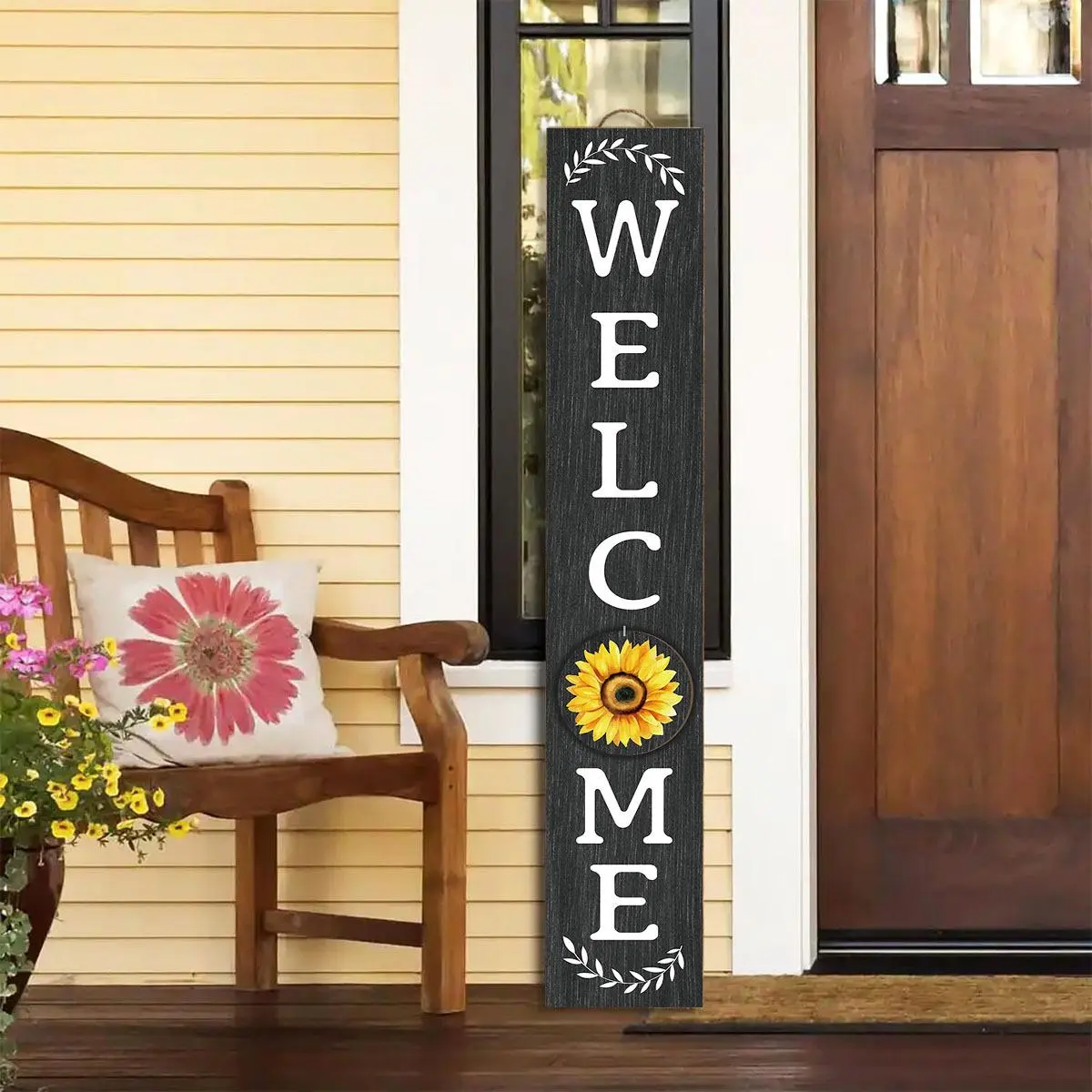 Wooden Welcome Sign for Front Porch, Welcome Plaque, 1 Set Including 1 Count Welcome Sign with 10pcs Interchangeable Icons, Rustic Modern Porch Decor for Holiday Festival, Home Decor, Yard Sign, Rustic Design, Porch Signs, Welcome Home Decorations