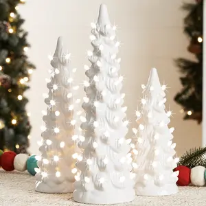 Best Choice Products Set of 3 Pre-Lit Hand-Painted Ceramic Tabletop Christmas Trees