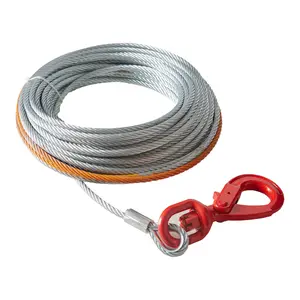 VEVOR Galvanized Steel Winch Cable,  3/8 Inch x 50 Feet 15,200 lbs Breaking Strength, Wire Winch Rope with Swivel Hook, Towing Cable Heavy Duty, Universal Fit for SUV, Large Off-Road Vehicle, Truck