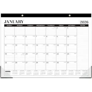 2026 Desk Calendar - Desk Calendar 2026, Jan.2026 - Dec.2026, 12 Monthly Desk/Wall Calendar 2-in-1,16.8" x 12", Thick Paper with Corner Protectors, Large Ruled Blocks - Classic Black