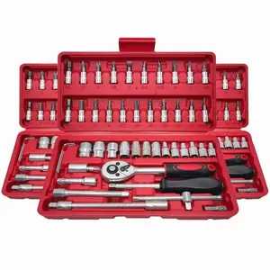 46-Piece 1/4" Drive Socket & Screwdriver Bit Set, Heavy-Duty CR-V Steel Ratchet Wrench Kit, SAE & Metric for Auto Repair & Home DIY llave de torque
