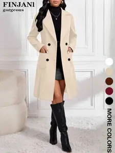 Women's Fall & Winter Casual Woolen Coat Jacket, Loose-Fitting Plain Design, Perfect for Daily Wear, Stylish Outerwear